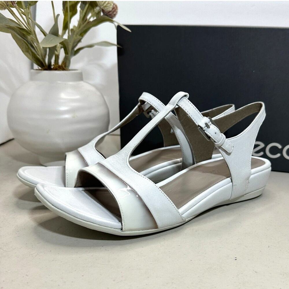 New Ecco Touch 25 S Leather Wedge Sandal White 262113 Women's 10 -10.5/EU41 NWB